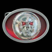 CHROME SKULL / Red Ruby belt buckles