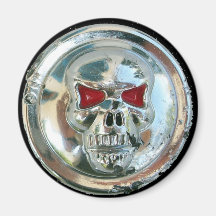 CHROME SKULL REFRIGERATOR MAGNET
