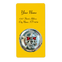 CHROME SKULL Yellow Custom Shipping Label