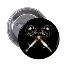 CHROME SWORDS AND SKULLS BUTTON