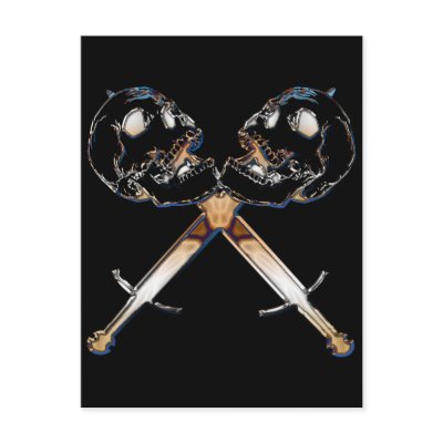 CHROME SWORDS AND SKULLS POSTCARDS by dgpaulart