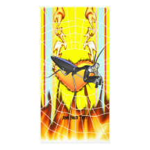 Chromed praying mantis design 1 with fire and web customized photo card