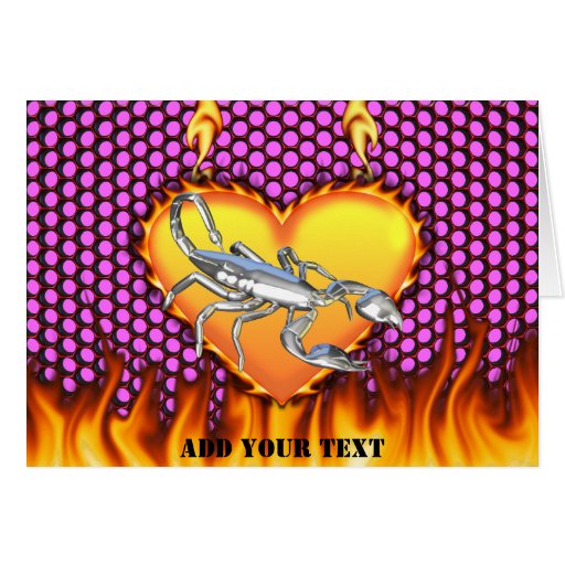 Chromed scorpion design 1 with fire greeting card
