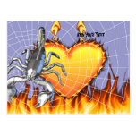Chromed scorpion design 2 with fire and web. postcard