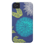 Chrysanthème bleu-foncé coques Case-Mate iPhone 4