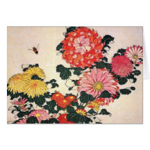 Chrysanthemum and horse-fly, Katsushika Hokusai Card