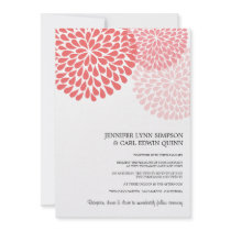 Chrysanthemum (Coral Pink) Wedding Invitations