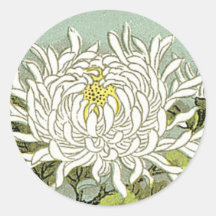 Chrysanthemum Flower Vintage Japanese Silk Label Sticker
