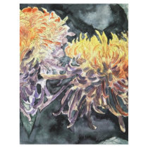 Chrysanthemum mum flowers watercolor painting