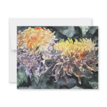 Chrysanthemum mum flowers watercolor painting