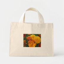 Chrysanthemums and marigolds tote bags