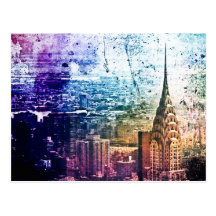 Chrysler Building - Paint Splattered - New York Postcard