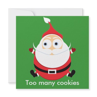 Chubby Santa Christmas Card Xmas Card Custom Invites by HolidayHappy