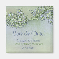 Chuchotement bleu floral - faites gagner la date aimants