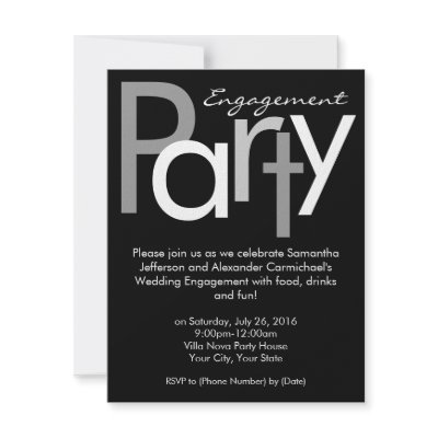 Chunky Black and White Engagement Party Invitation by CustomInvites