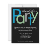 Chunky Block Blue Black Bachelor Party Invitation