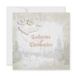 Church bells n floral wedding white invitations