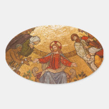 Church Mosaic - Jesus Christ Oval Stickers