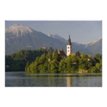 Church of the Assumption on island in Lake Photo