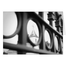Church through fence greeting card