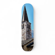 Church Tower In A Village In The Alp Mountain Skate Board Deck