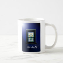 CHURCH WINDOW BLUE COFFEE MUGS