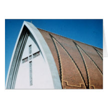 Church with Holy Cross Stained Glass Card