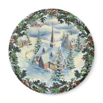 CHURCH & WREATH by SHARON SHARPE Refrigerator Magnet