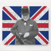 Churchill Posing With A Tommy Gun Mousepad