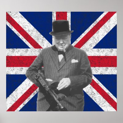 Churchill Posing With A Tommy Gun Posters by warishellstore