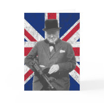 Churchill Posing With The British Flag Greeting Card