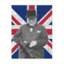 Churchill Posing With The British Flag Postcard