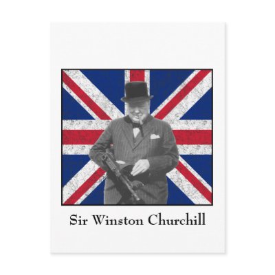 Churchill Posing With The British Flag Post Cards by militarycards