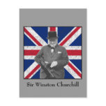 Churchill Posing With The British Flag Postcards
