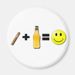 Cigar + Beer = Happiness Fridge Magnets