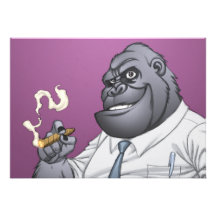Cigar Smoking Business Man Boss Gorilla by Al Rio Announcement