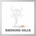 Cigarette avec de la fumée d'aviron, affiche contr