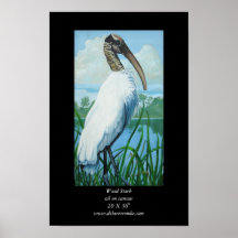Cigogne en bois affiche