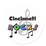 Cincinnati Rocks Round Stickers