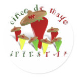 Cinco De Mayo Dancing Peppers Round Stickers