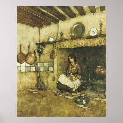 Cinderella Sitting in the Ashes by Dulac Print by CollageMontage