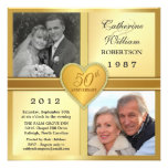 cinquantième Invitations de photo de coeur d'étinc