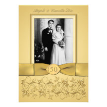 cinquantième L'or d'anniversaire invitent N'EMPLOI Invitation Personnalisable
