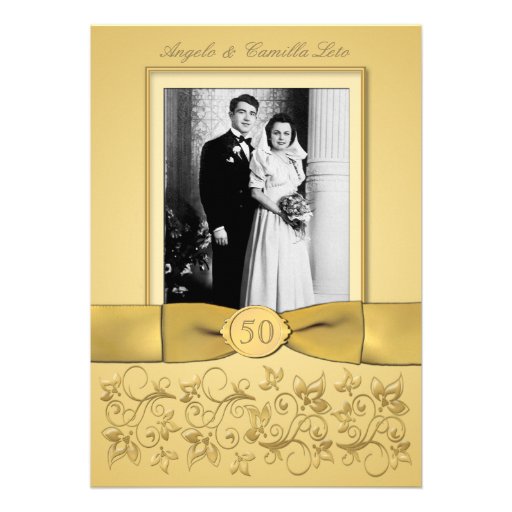 cinquantième L'or d'anniversaire invitent N'EMPLOI Invitation Personnalisable