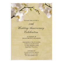 cinquantième Orchidée blanche vintage d'anniversai Cartons D'invitation