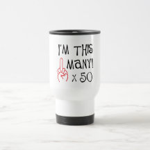 cinquantième salut de doigt moyen d'anniversaire tasses