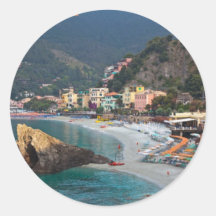 Cinque Terre - Morning Monterosso Beach Round Stickers