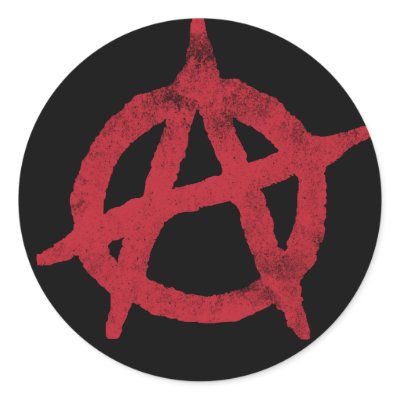 'circle a' anarchy symbol round sticker by strk3