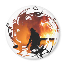 Circle Of Flames Fridge Magnets