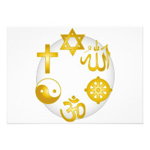 Circle of Golden Religious Symbols Announcements